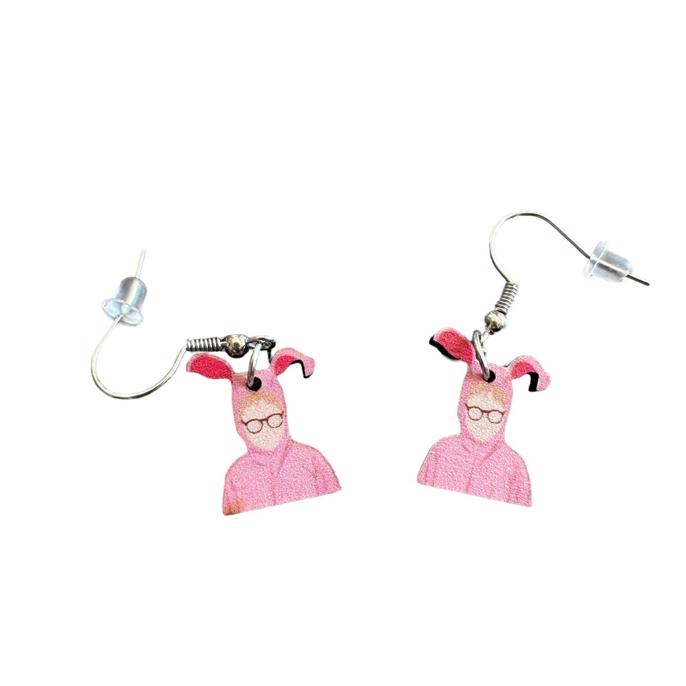 A Christmas Story Ralphie Bust in Bunny Pj’s Wooden Earrings